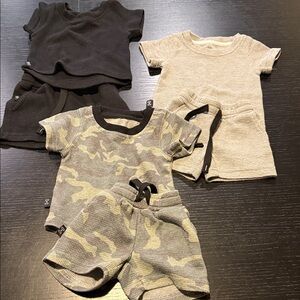 Set of Baby Outfits in Black, Beige, and Camo